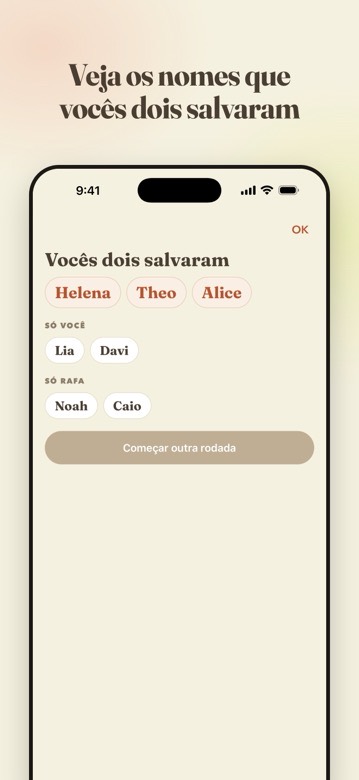 Veja os nomes que vocês dois salvaram